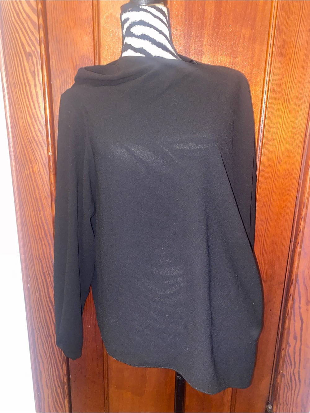 Zara Black Draped Cowl-Neck Top